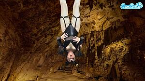 Amateur Teen in Bat Costume Masturbates Upside Down