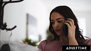 ADULT TIME - BISEXUAL BOSS gives NAUGHTY ASSISTANT a FACIAL with BF'S HELP in MMF THREESOME.