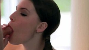 Beautiful babe sucks it down deep in throat