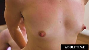 ADULT TIME - BISEXUAL BOSS gives NAUGHTY ASSISTANT a FACIAL with BF'S HELP in MMF THREESOME.