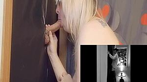 A homemade gloryhole session with deepthroat and cum
