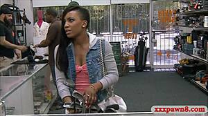 ebony babe sucks pawn keeper cock