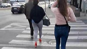 Candid hidden voyeur footage on the street