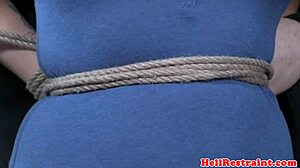 Bound bdsm sub feels whipped and punished in garage with toys