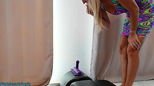 Party babe rides the sybian sex machine and squirts at the end