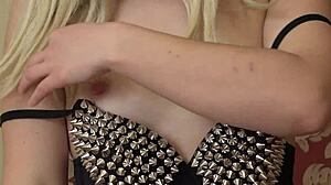 a blonde in a short skirt shows you her white panties and a delicious hairy pussy shows how she pisses on the toilet amateur fetish