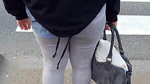 Candid hidden voyeur footage on the street