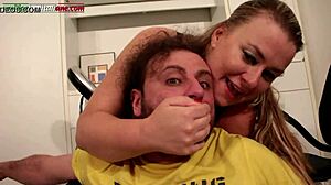 In The Carrier Ep1, a BBW mistress dominates with her feet, humiliating her slave.