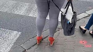 Candid hidden voyeur footage on the street