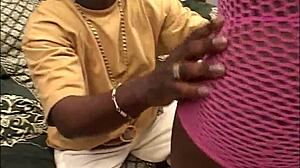 Chocolate Candy Cuntz volume 2 scene 6 features ebony bitch riding shaved pussy hard.