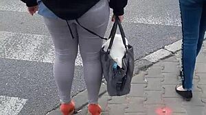 Candid hidden voyeur footage on the street