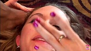 she takes whipping before swallowing two shafts?