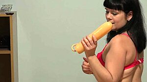milf stretches her hairy asshole with huge dildo for gaping orgasm