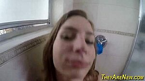 Showering Beauty Receives Facial Cumshot In POV