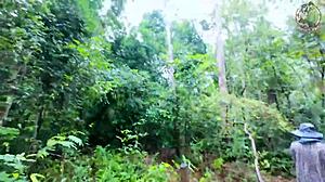 Hey, that Thai girl in the forest stopped for a quick fuck before mushroom picking, moaning loudly!