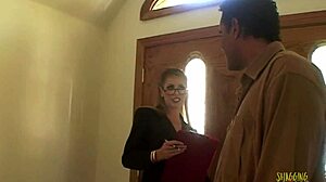 sexy blonde babe in lingerie and stockings gets interracial fucking