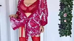 i feel excited by groovy granny mariaold's huge natural tits in red stockings