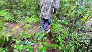 Hey, that Thai girl in the forest stopped for a quick fuck before mushroom picking, moaning loudly!