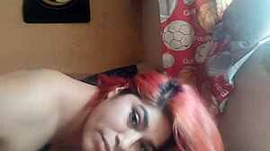 she takes my cock deep in her chubby throat and swallows the cum