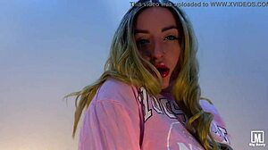 Cute Blonde Masturbates Wet Vagina With Big Rubber Dildo On Cam