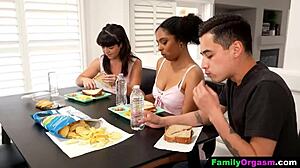 teen sisters polish stepbrother's cock