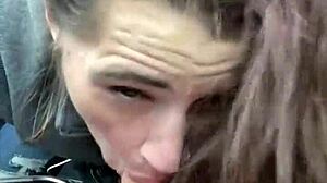 Hooker sucks off all the cum off a customers dick after a blowjob