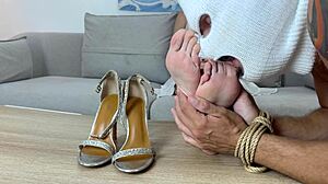 I caught my horny boyfriend sniffing my stinky feet