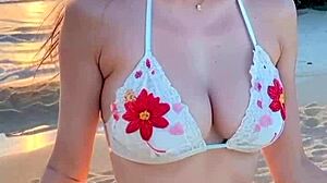 ai art shows beautiful girl in bikini on the beach