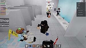 Two People Get Fucked in Roblox and Public Restroom