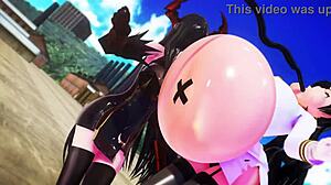 girl inflated like balloon in femdom play