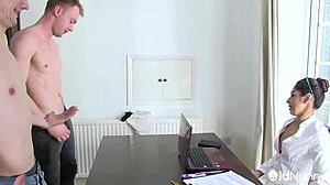 Two Monster Cocks Pound Mature Pussies In Intense Interview Fucking.