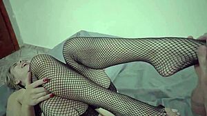 brazilian milf takes double cumshot on footjob