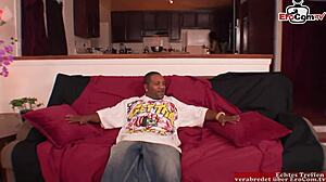 Skinny brunette in lingerie craves big black cock