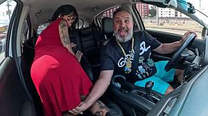 Queen kimi gives anal show in car