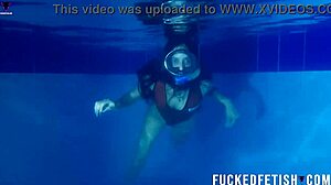 Helen star in sexy swimwear at night by the pool