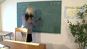 ebony teacher with glasses licks lollipop in classroom, teasing monster cock 😈