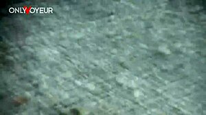 Beach voyeur watches brunette teen flash panties and get cum on ass in public.