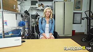 Cute blondie enjoys getting a black cock