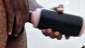 my girlfriend wasnt around so i helped myself with huge monster cock toys