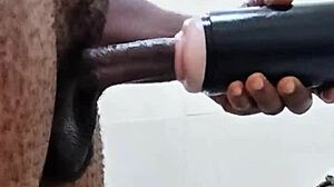 my girlfriend wasnt around so i helped myself with huge monster cock toys