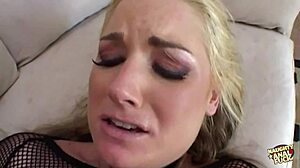 Does the blonde swallow after anal?