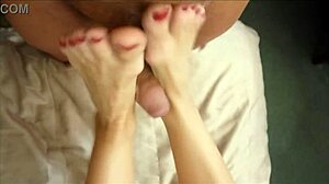 Mature Bride Gives Detailed Footjob to Her Husband in This Short Wedding Video.