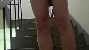 Shemale Ting Xuan Walks Outside To Pee Then Masturbates And Cums On Her Thigh