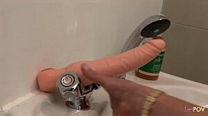 Women showering together in the bathroom