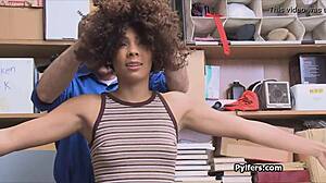 Frizzy Haired Ebony Teen Sucks Patrolman's Dick In Hidden Cam