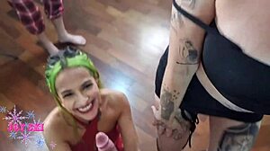 Hot Girls Seduce IT Technician, Sharing Cum Intensely