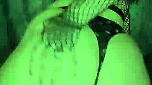 Goth girlfriend rides dildo vibrator to intense orgasm