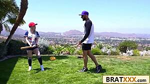 Petite rookie baseball babe pounded by her horny coach