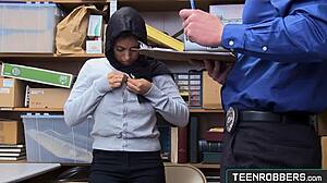 Foreign busty teen 18+ shoplifter ella knox get rough fucked in a guards office