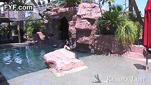 Kendra awaits husband's poolside morning wood